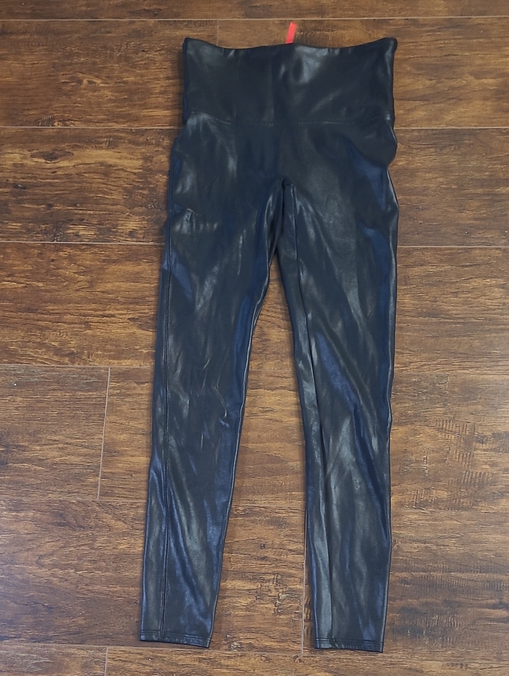 SPANX  Black Faux Leather High-Waist Leggings Size L